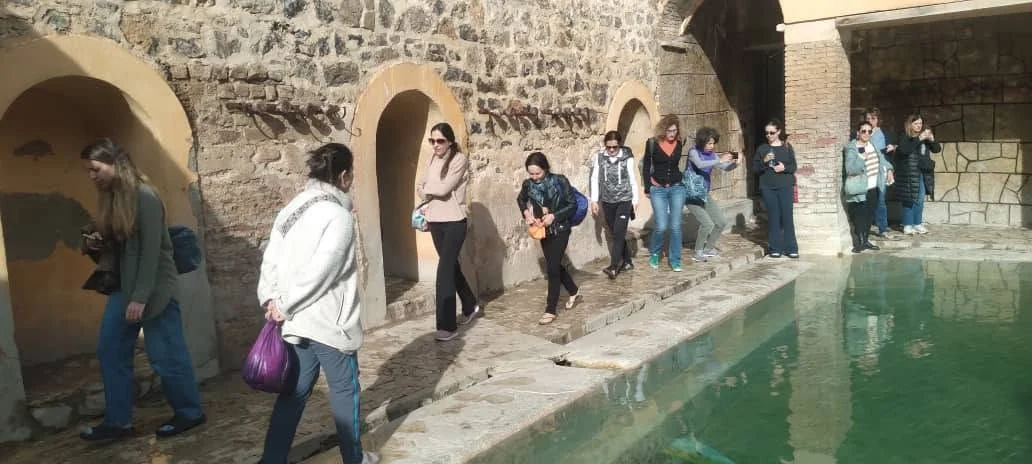 A European diplomatic delegation visits the Hammam Essalihine spa in Khenchela