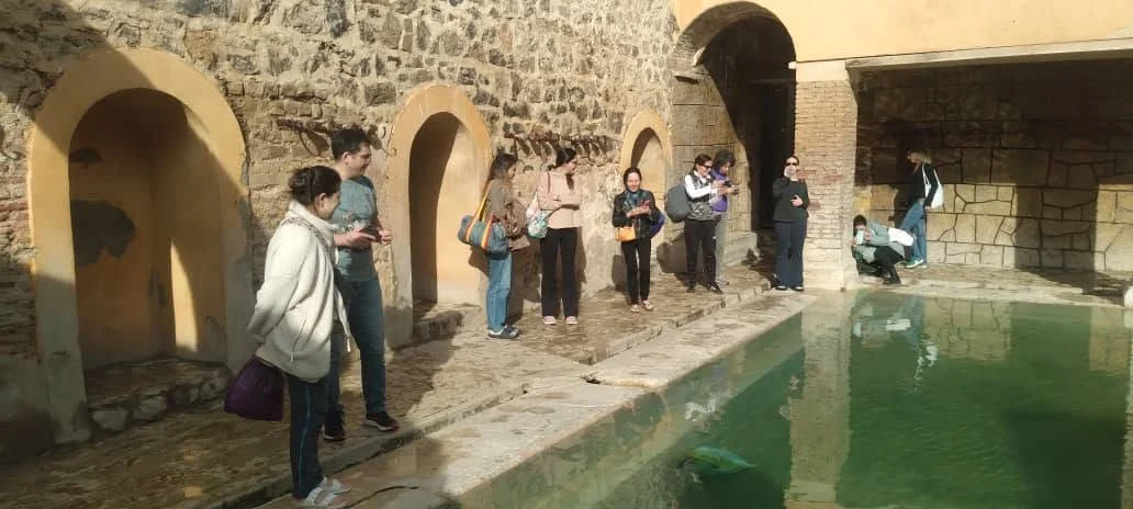 A European diplomatic delegation visits the Hammam Essalihine spa in Khenchela