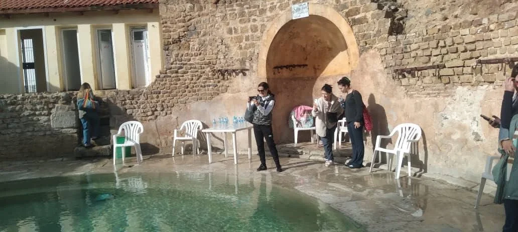 A European diplomatic delegation visits the Hammam Essalihine spa in Khenchela