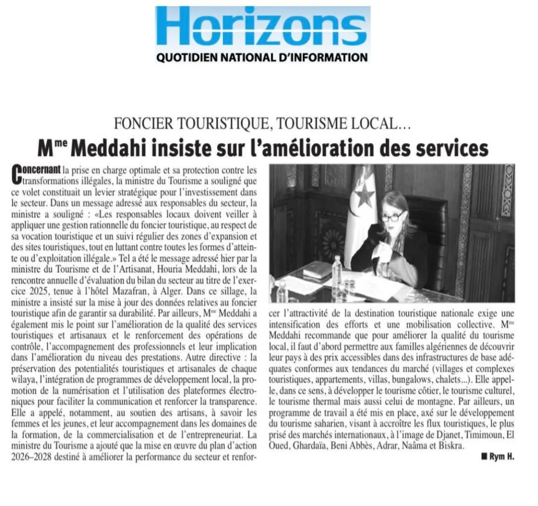 Couverture médiatique nationale du secteur du tourisme – 8 février 2026